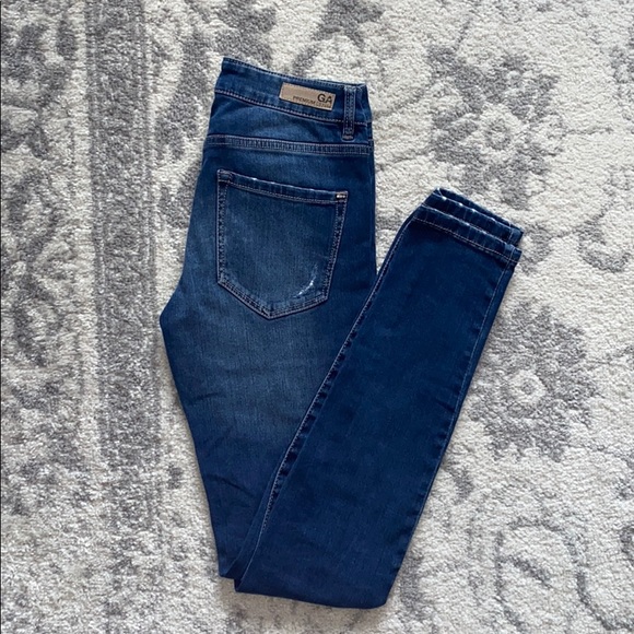 Garage Medium Blue Distressed Low-Rise Jeggings - Picture 5 of 5